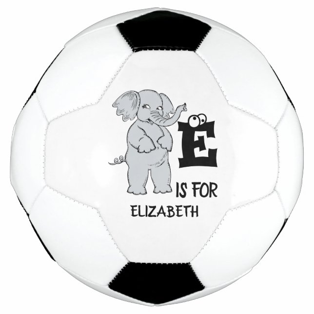 Custom monogram E is for cute colourful Elephant Football (Front)