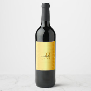 Custom Monogram Elegant Gold Look Template Wine Label