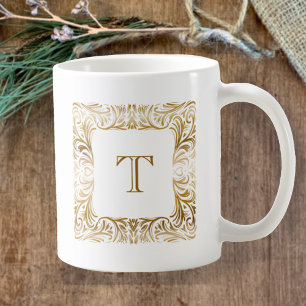 Custom Monogram Elegant Golden John 3:16 Christmas Coffee Mug