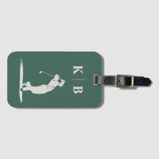 Custom Monogram Elegant Green Personalised Golf Luggage Tag