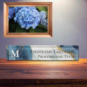 Custom Monogram Elegant Modern Marble Acrylic Nameplate
