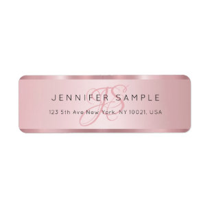 Custom Monogram Elegant Rose Gold Return Address