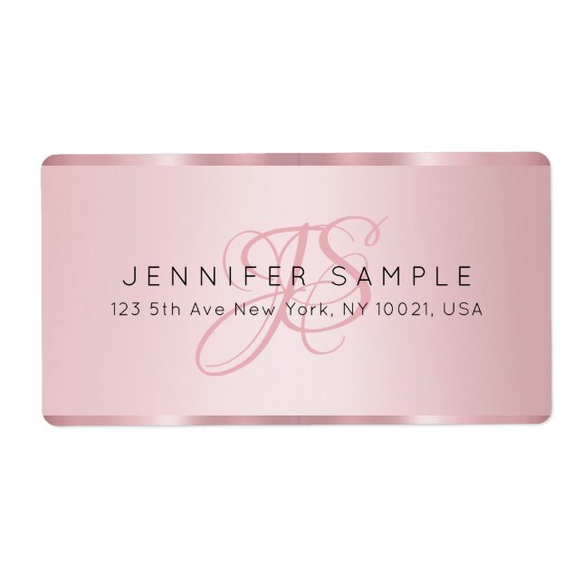 Custom Monogram Elegant Rose Gold Shipping (Front)