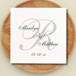 Custom Monogram Elegant Wedding Paper Napkins