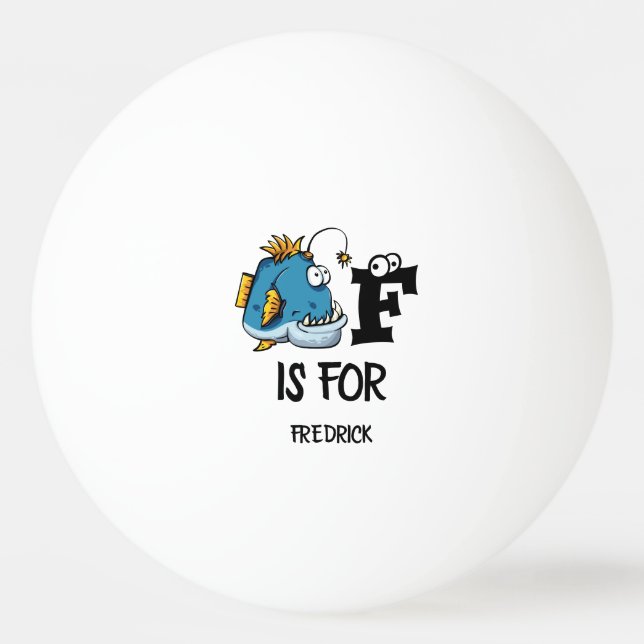 Custom monogram F is for Fish cartoon illustration Ping Pong Ball (Front)