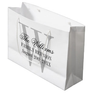 Custom monogram family reunion elegant large gift bag