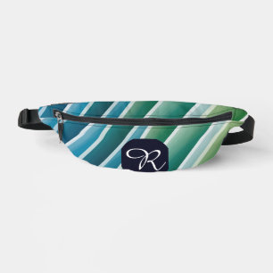 Custom Monogram  Fanny Pack – Abstract Blue Green 