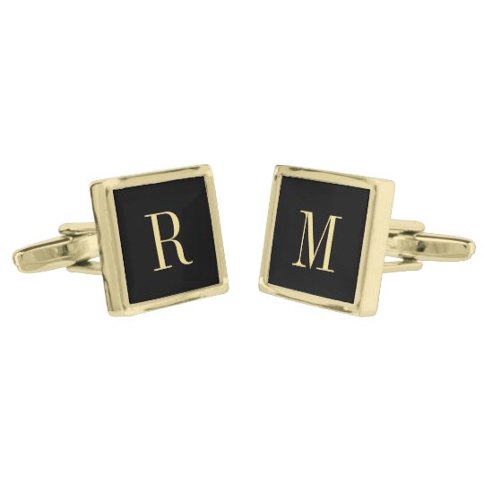 Custom Monogram Fathers Day Wedding Mens Cufflinks Gold Finish Cufflinks