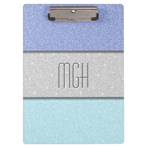 Custom Monogram Faux Glitter Bling Clipboard
