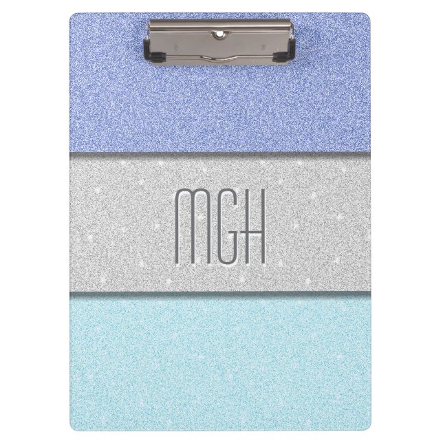 Custom Monogram Faux Glitter Bling Clipboard (Front)