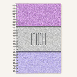 Custom Monogram Faux Glitter Bling Notebook