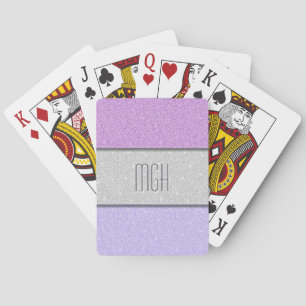 Custom Monogram Faux Glitter Bling Playing Cards