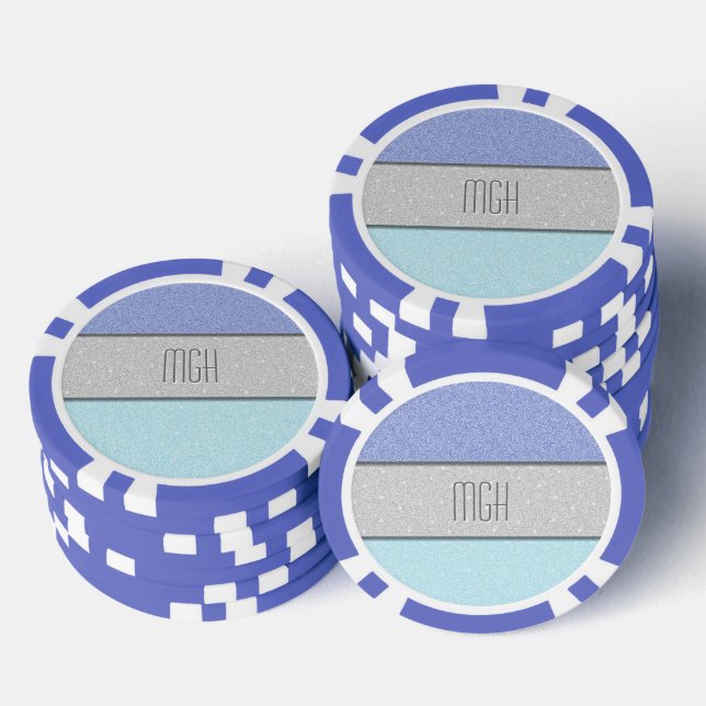 Custom Monogram Faux Glitter Bling Poker Chips (Stack)