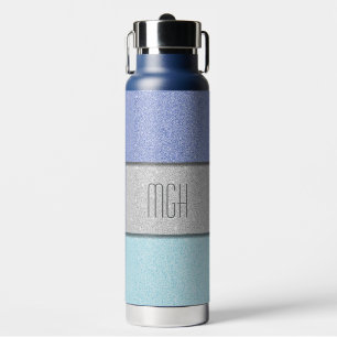 Custom Monogram Faux Glitter Bling Water Bottle