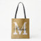 Custom monogram faux gold glitter print tote bags