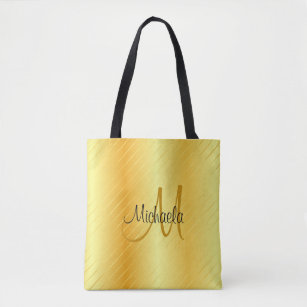 Custom Monogram Faux Gold Modern Elegant Template Tote Bag