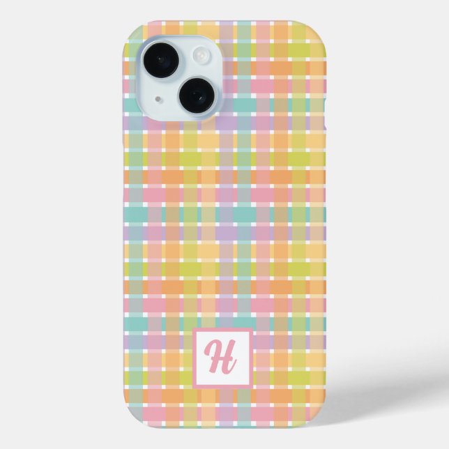 Custom Monogram Feminine Colourful striped pattern Case-Mate iPhone Case (Back)