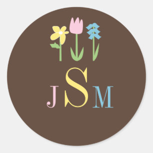 Custom Monogram Floral Envelope Seal Stickers