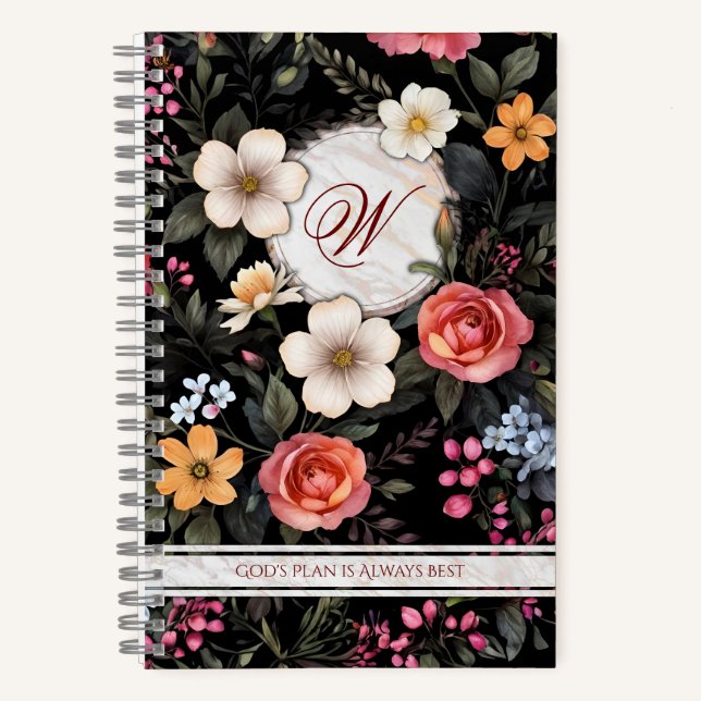Custom Monogram Floral Notebook (Front)