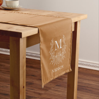 Custom Monogram Floral Short Table Runner