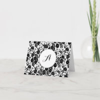 Custom Monogram Flower Pattern Black and White