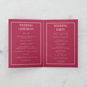 Custom monogram foldable wedding program card