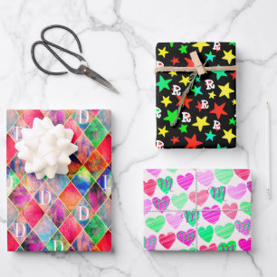 Custom monogram for your gift receiver modern chic wrapping paper sheet