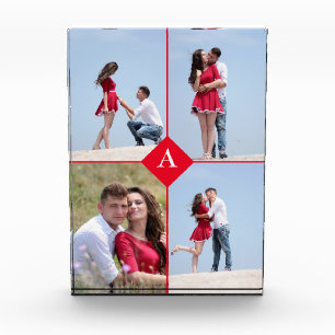 Custom Monogram & Four Photo Block