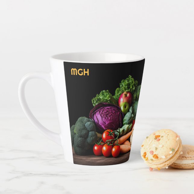 Custom Monogram Fresh Vegetables Latte Mug (In Situ)