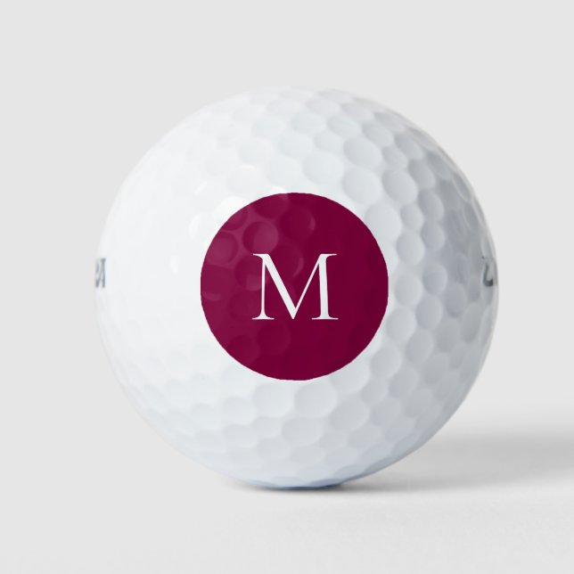 Custom Monogram Fuchsia black Golf Balls (Front)