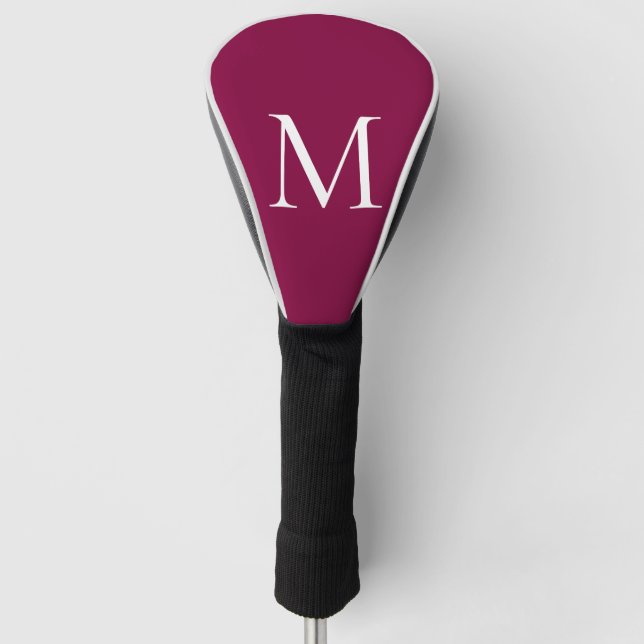 Custom Monogram Fuchsia black Golf Head Cover (Front)