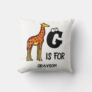 Custom monogram G is for Giraffe cute giraffes Cushion