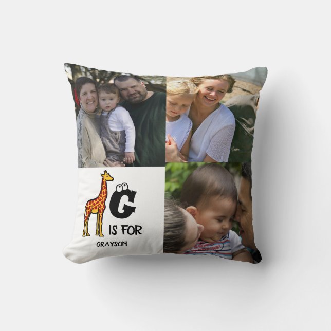 Custom monogram G is for Giraffe cute giraffes Cushion (Front)