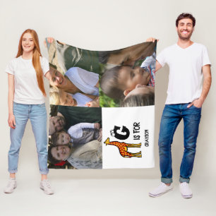 Custom monogram G is for Giraffe cute giraffes Fleece Blanket