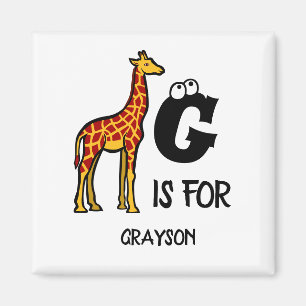 Custom monogram G is for Giraffe cute giraffes Magnet