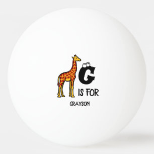 Custom monogram G is for Giraffe cute giraffes Ping Pong Ball
