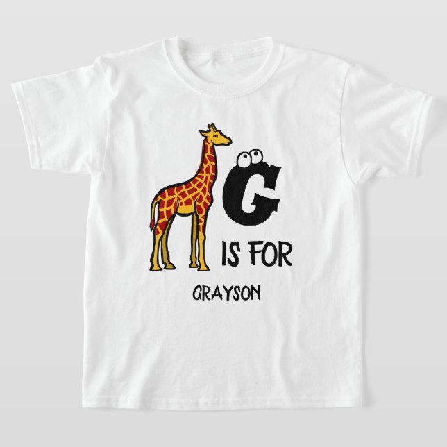 Custom monogram G is for Giraffe cute giraffes T-Shirt (Laydown)