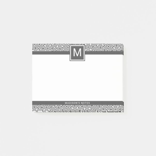 Custom monogram Geometric Abstract Pattern Post-it Notes (Front)
