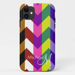Custom Monogram Geometric Chevron Zigzag 7 iPhone 11 Case