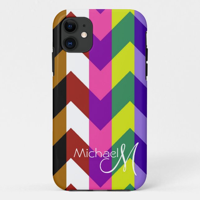 Custom Monogram Geometric Chevron Zigzag 7 Case-Mate iPhone Case (Back)