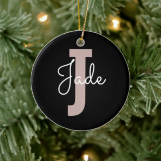 Custom Monogram Gift for Names Starting with J Ceramic Tree Decoration