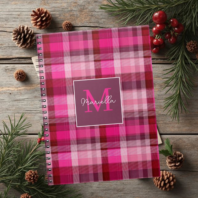 Custom Monogram Gingham Style Pattern Notebook (Creator Uploaded)