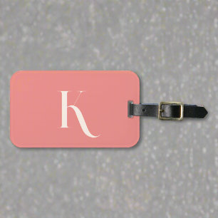 Custom Monogram Girly Blush Pink Initial Name  Luggage Tag