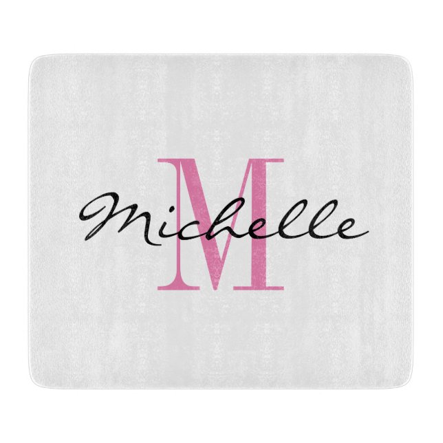 Custom monogram glass cutting board gift for women (Front)