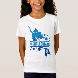 custom monogram glitter girls mermaid birthday T-Shirt