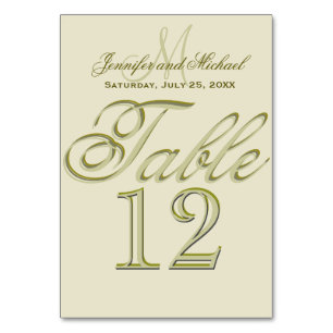 Custom Monogram Gold Table Card