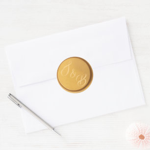 Custom Monogram gold wax seal wedding stickers