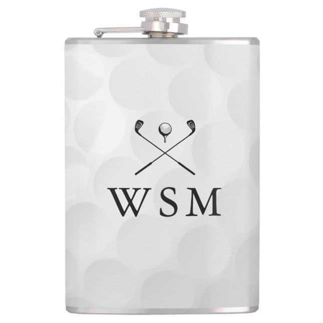 Custom Monogram Golf Ball Hip Flask (Front)