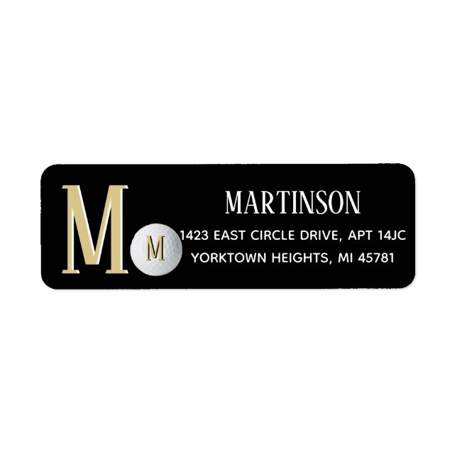 Custom Monogram Golf Ball Return Address Label  (Front)