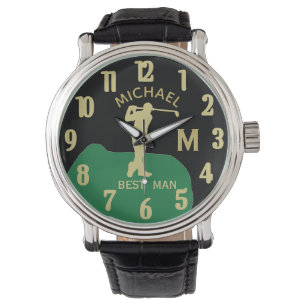 Custom Monogram Golf Name Best Man Gfit Wedding  Watch